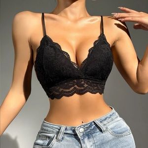 Boho floral lace scallop hem bralette